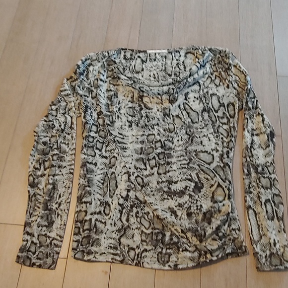 Snake Skin Print Tahari Sheer Blouse Size Small - Picture 1 of 6